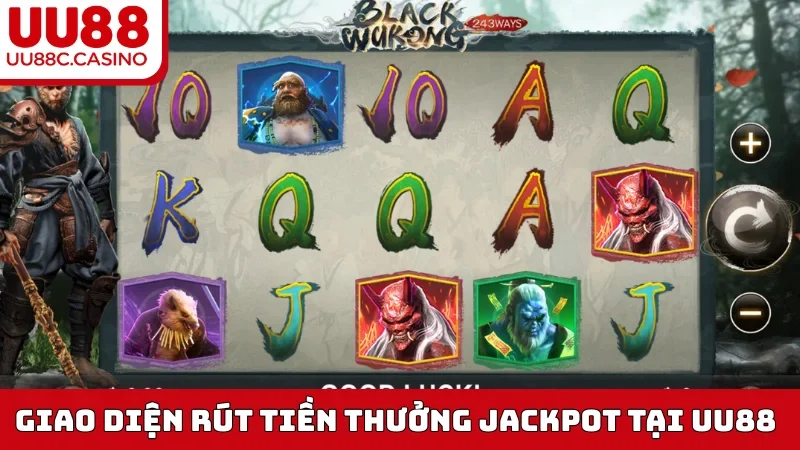 Giao diện rút tiền thưởng Jackpot tại UU88